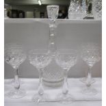 A super quality cut glass decanter and six cut glass stemmed glasses. COLLECT ONLY.