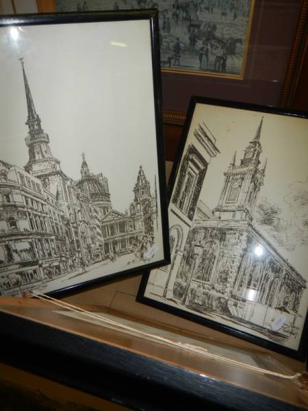 A quantity of framed and glazed prints of churches including St. Paul's. COLLECT ONLY. - Image 6 of 7