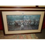 A framed and glazed battle scene, COLLECT ONLY.