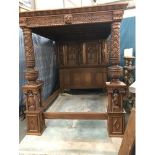 A large heavily carved mahogany bed in the design of The Great Bed of Ware, COLLECT ONLY.