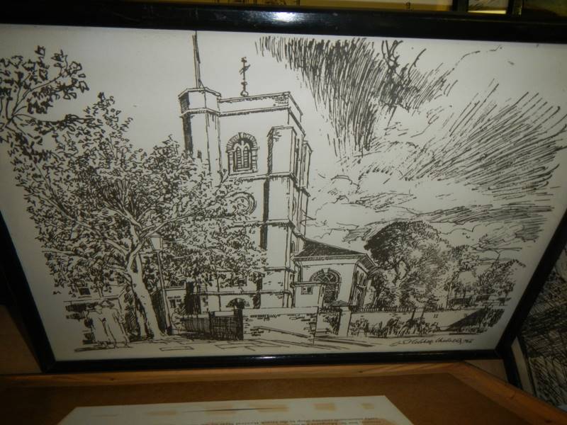 A quantity of framed and glazed prints of churches including St. Paul's. COLLECT ONLY. - Image 4 of 7