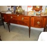 An elegant Victorian mahogany inlaid bow front sideboard. COLLECT ONLY.