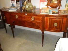 An elegant Victorian mahogany inlaid bow front sideboard. COLLECT ONLY.