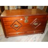 A large mahogany effect box with brass fittings, COLLECT ONLY.