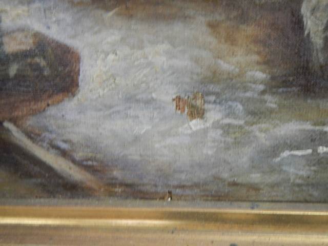 An early 20th century unsigned oil on canvas a/f (small hole centre bottom) COLLECT ONLY. - Image 4 of 5