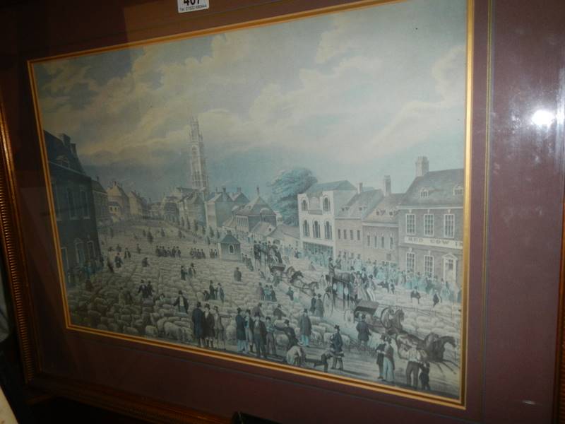 A large framed and glazed print entitled 'Boston May Sheep Fair', COLLECT ONLY. - Image 2 of 3