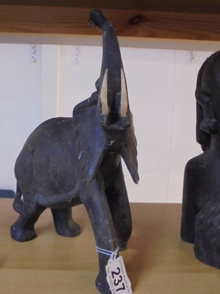 A tribal female bust and an elephant figure. - Image 3 of 3