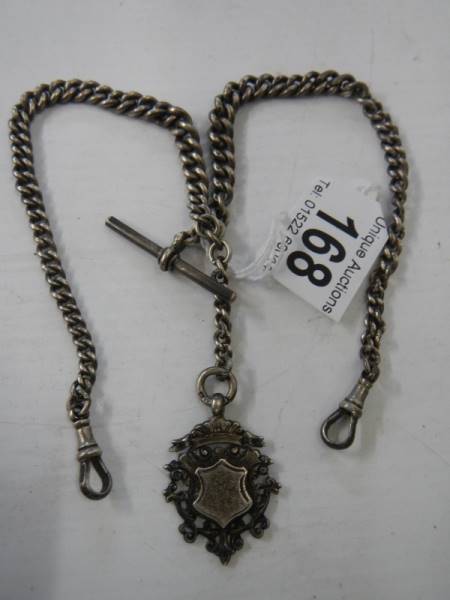 A hall marked silver watch chain with silver fob. - Image 4 of 4