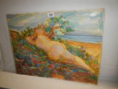 A 20th century oil on canvas nude study signed Gonzales, COLLECT ONLY.