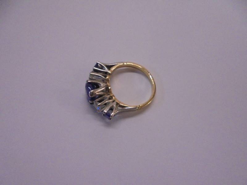 An 18ct gold sapphire and diamond ring, size J half, 4.5 grams. - Image 2 of 2