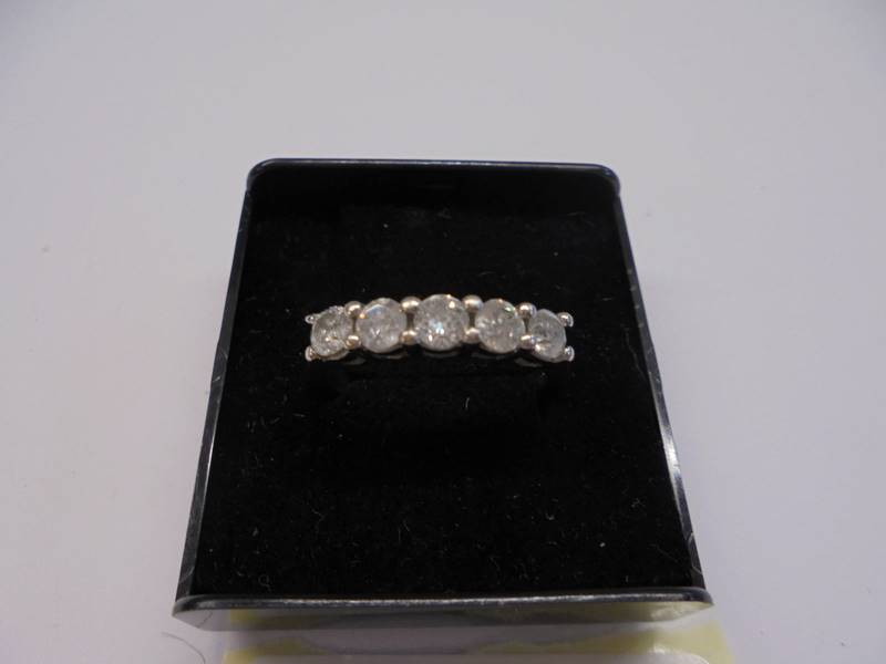 A five stone white gold diamond ring, size N, 4 grams - Image 2 of 3