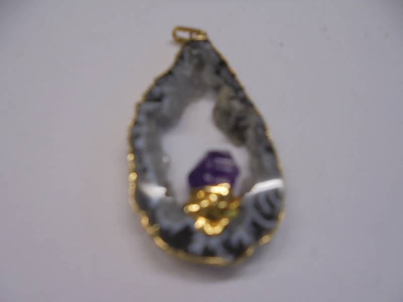 Two crystal and yellow metal pendants. - Image 2 of 3