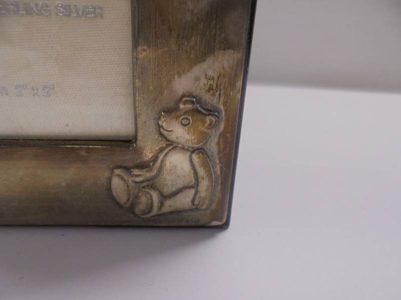 A wooden trinket box with hall marked silver top featuring a teddy bear. - Image 2 of 3