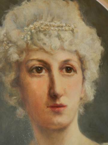 A fine Edwardian/Victorian oil on board of a lady in a later frame. COLLECT ONLY. - Image 3 of 3