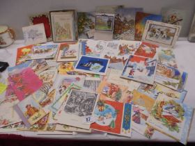 A quantity of vintage greeting cards including Christmas and 21st Birthday.