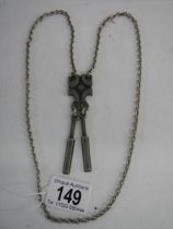 A vintage Elvino Hillestad pewter pendant necklace marked Norway EH 47.