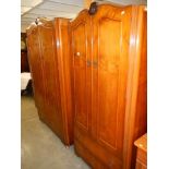 A pair of late 1950's single and double wardrobes. COLLECT ONLY.