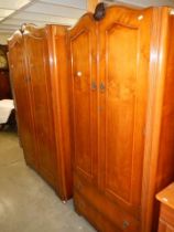 A pair of late 1950's single and double wardrobes. COLLECT ONLY.