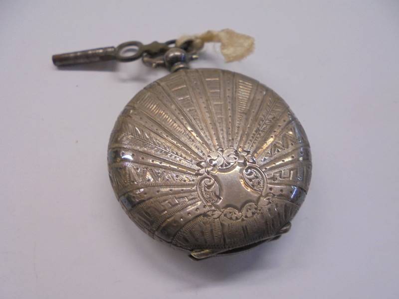 A Victorian silver fob watch and a gold a/f watch. - Image 3 of 4