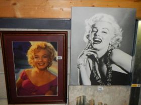 Two studies of Marylin Monroe, one framed and glazed the other on canvas, COLLECT ONLY.