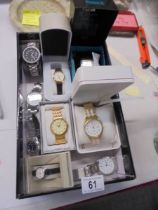 Seven gent's and two ladies wrist watches.