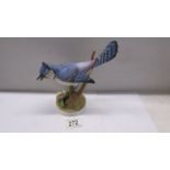 A signed fine bone china blue jay (tail repaired).
