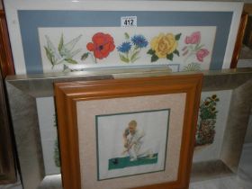 Five framed and glazed cross stitch pictures. COLLECT ONLY.