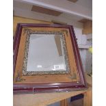 A Bevel edged mirror in a wood and metal frame. COLLECT ONLY.