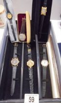 Six wrist watches including vintage.