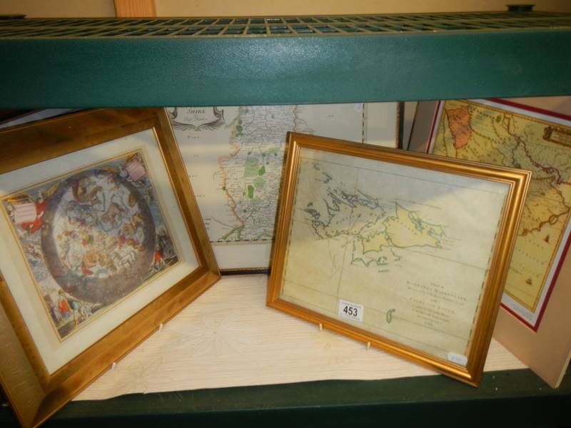 Four framed and glazed maps and one other including Nottinghamshire, The Falklands etc., COLLECT - Image 2 of 6
