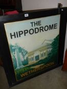 A 1990'S double sided hand painted pictorial pub sign 'The Hippodrome' 93 x 93 cm, COLLECT ONLY.