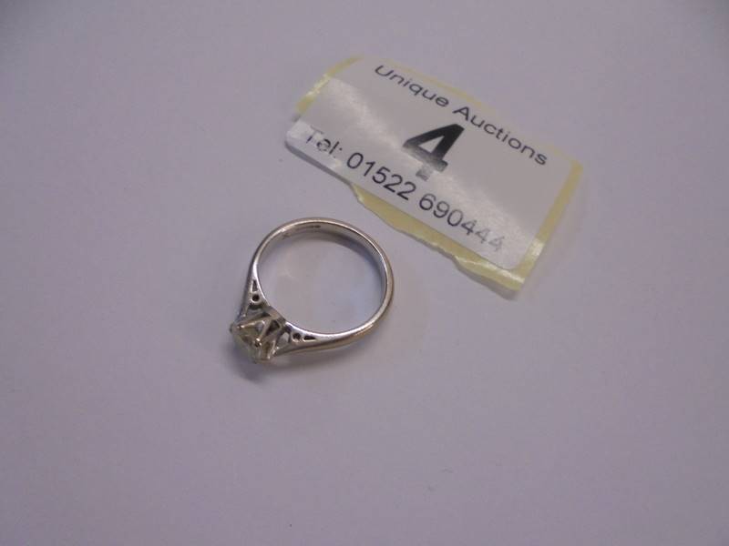 An 18ct white and yellow gold ring set single stone diamond, size I, 2.7 grams. - Image 2 of 2