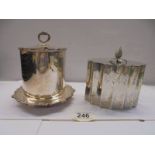 A good quality silver plate tea caddy and a silver plate conserve pot (missing liner).