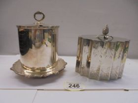 A good quality silver plate tea caddy and a silver plate conserve pot (missing liner).