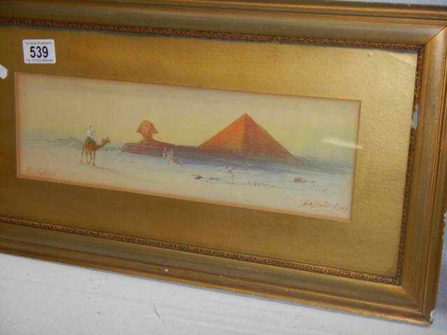 A framed and glazed Egyptian scene in water-colour and an unframed similar scene, COLLECT ONLY. - Image 2 of 5