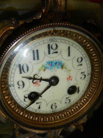 A late Victorian mantle clock surmounted female figure and with enamel dial, COLLECT ONLY. - Image 2 of 4