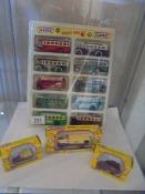 A set of ten Classix collection vintage buses and three boxed commercial vehicles.