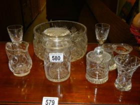 A mixed lot of cut glass items.