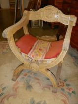 A Victorian cross stretcher hall chair. COLLECT ONLY.