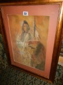 A gilt framed and glazed study of a Native American Indian, COLLECT ONLY.