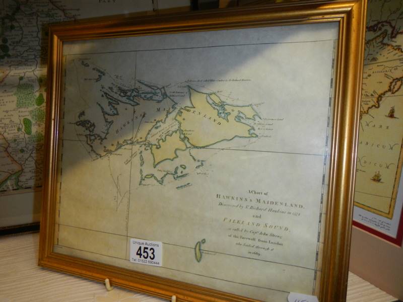 Four framed and glazed maps and one other including Nottinghamshire, The Falklands etc., COLLECT - Image 4 of 6