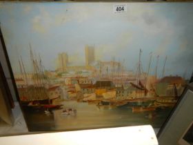 A painting on canvas of Lincoln Cathedral from the Brayford, COLLECT ONLY.