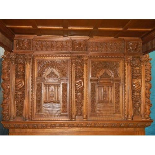 A large heavily carved mahogany bed in the design of The Great Bed of Ware, COLLECT ONLY. - Image 8 of 9