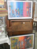 A pair of framed and glazed Scottish prints by Steven Brown - Winter and Autumn, COLLECT ONLY.