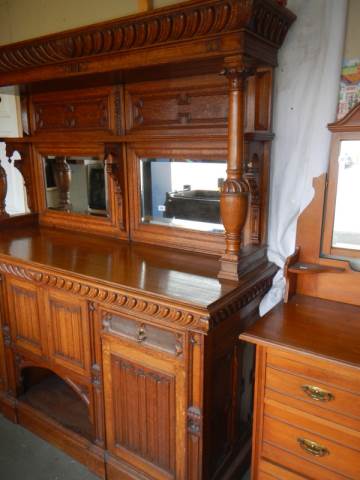 A superb quality early 20th century oak mirror backed sideboard, COLLECT ONLY. - Image 2 of 4