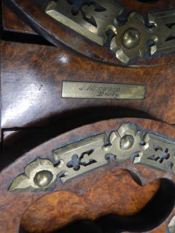 A late Victorian figured walnut adjustable book stand with brass fittings. - Image 2 of 3