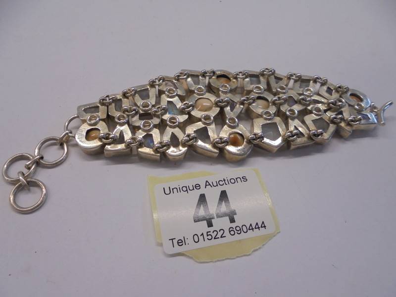 A silver stone set three row bracelet. - Image 3 of 3