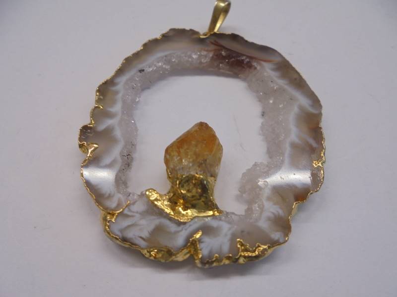 Two crystal and yellow metal pendants. - Image 3 of 3
