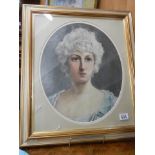 A fine Edwardian/Victorian oil on board of a lady in a later frame. COLLECT ONLY.