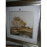 A framed and glazed rural watercolour in silver coloured frame signed Matina Theodosiou. COLLECT